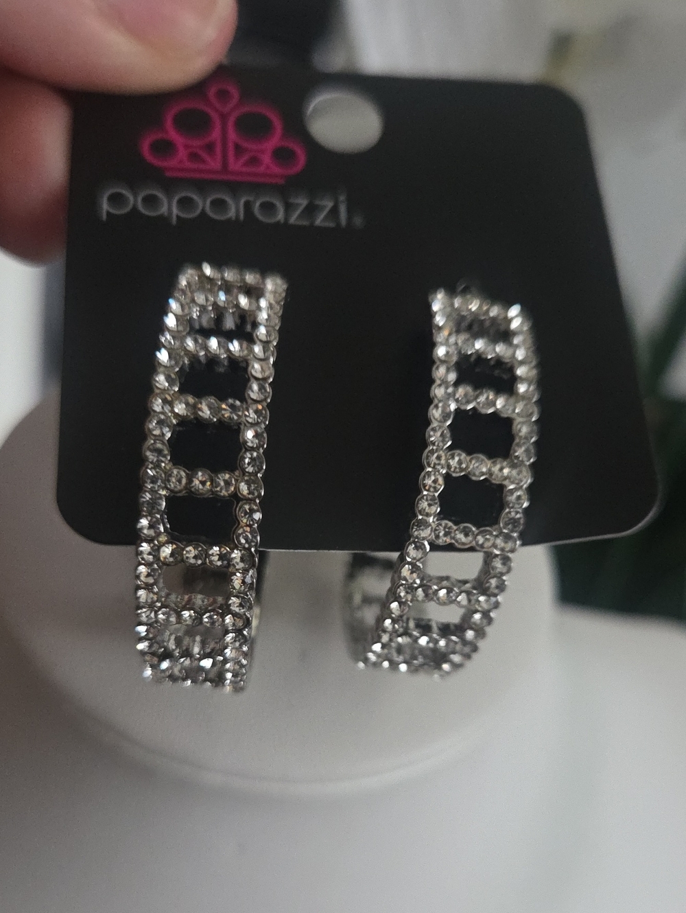 Paparazzi Bringing Brilliance White Earrings NWT